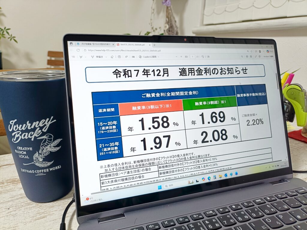 【フラット35】2025年12月の金利発表